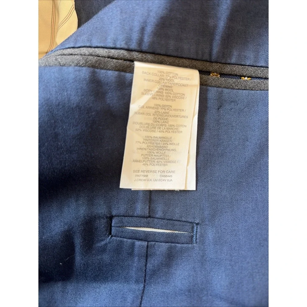 J Crew Ludlow Blazer 40 Short Mens Larusmiani Cotton Solid Blue Preppy
